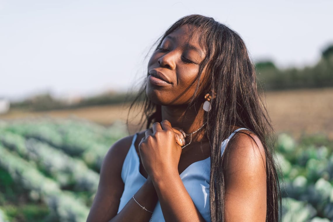 patiently praying in the field